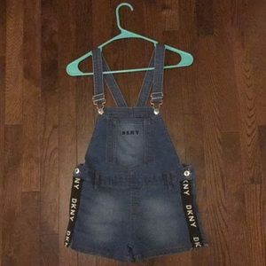 DKNY jean overalls.